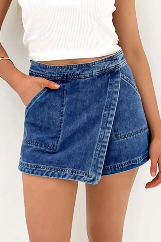 Asymmetrical Denim Skort with Pockets – Medium for Shopify Collective (1 view)