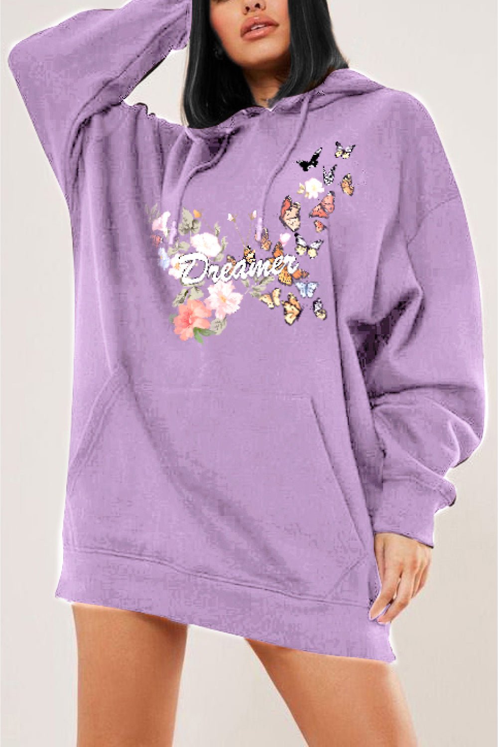 Simply Love Simply Love Full Size Dropped Shoulder DREAMER Graphic Hoodie – Lilac Hoodies for Shopify Collective (3 view)