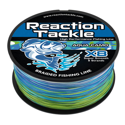 Reaction Tackle X8 Braided Fishing Line - Aqua Camo 8 Strand