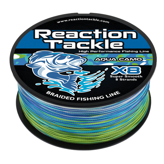 Reaction Tackle X8 Braided Fishing Line - Aqua Camo 8 Strand