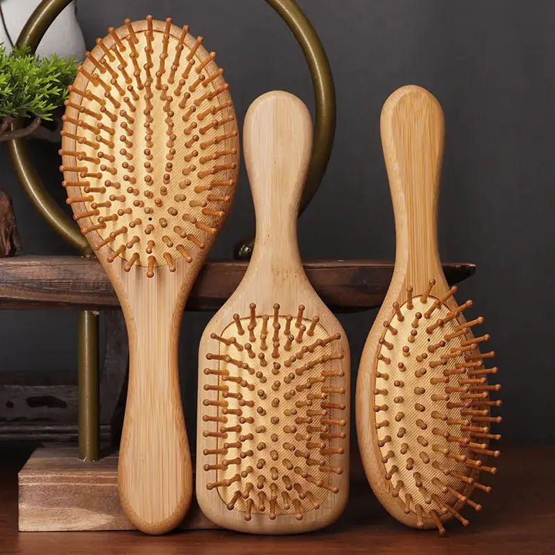 Pure Bamboo Hair Brush – Eco Friendly Detangler with Scalp – Brown Accessories by SbrTnHomes
