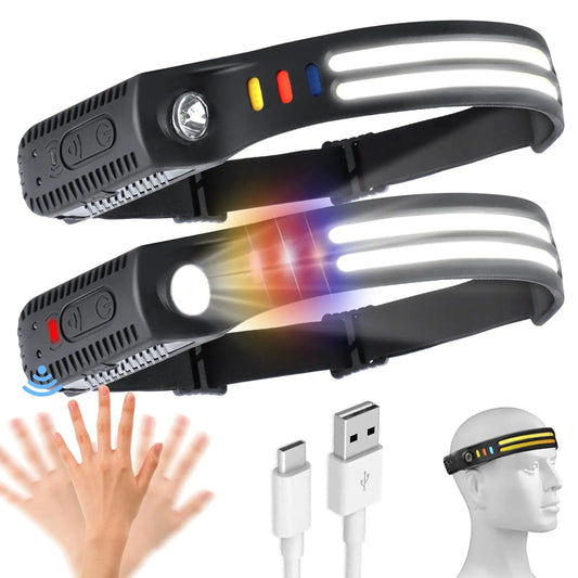 Rechargeable LED Headlamp Set – 230° Wide Beam with Motion – Black Fishing Gear by SbrTnHomes