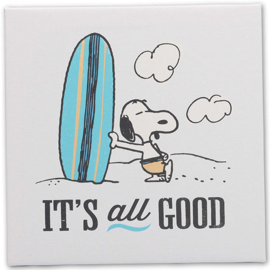 Peanuts Snoopy Its All Good Surfer Gallery Wrapped Canvas – White/Blue Wall Art for beachvibes (1 view)