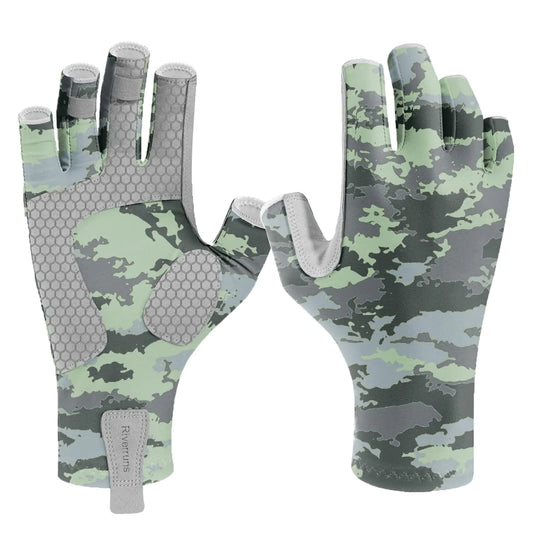 Riverruns Fingerless Fishing Gloves – UPF 50+ Sun Protection – CamoGreenScilicone Accessories by SbrTnHomes