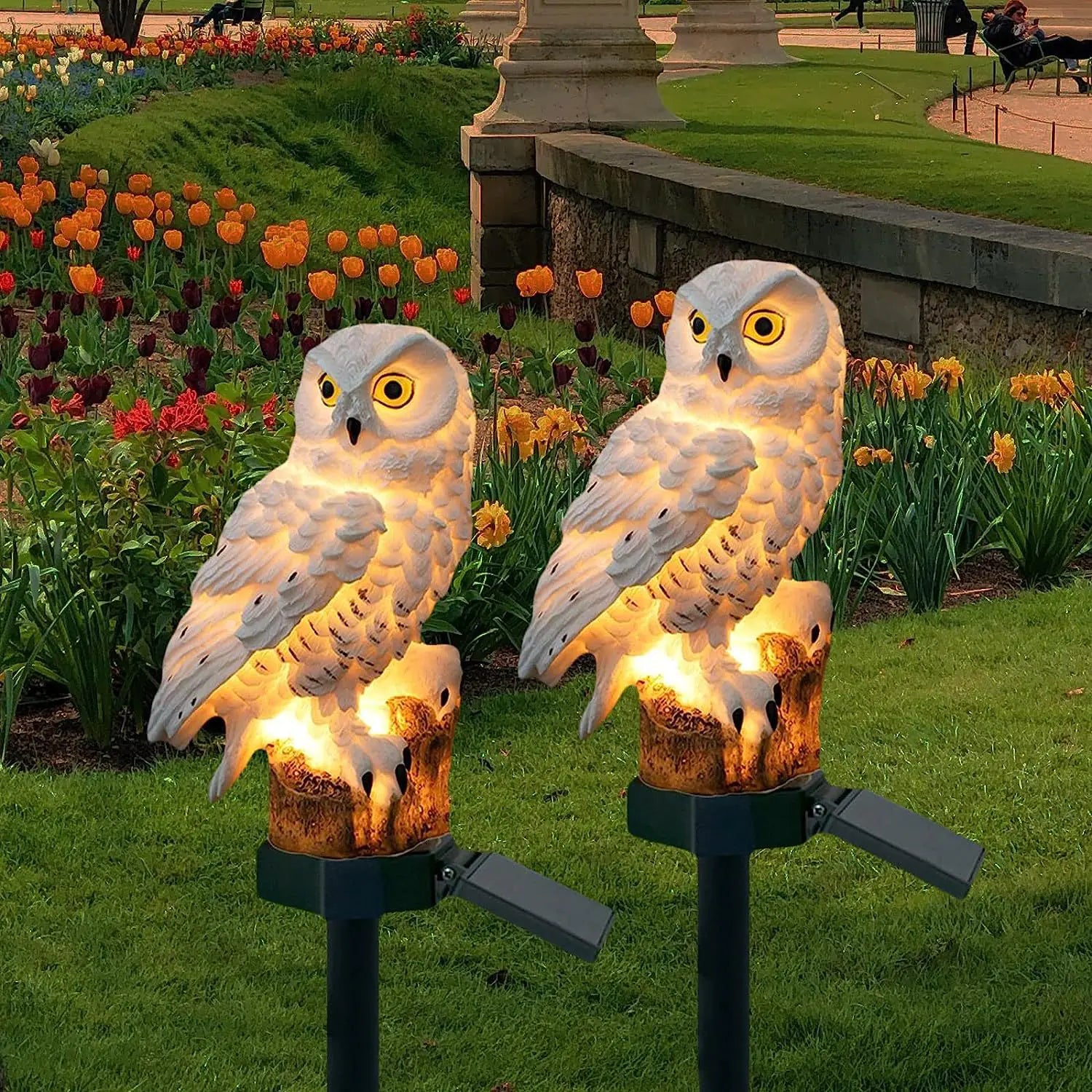 Solar Owl Landscape Lights – Whimsical Outdoor Decor with – Brown lighting by SbrTnHomes