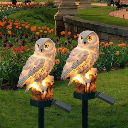 Solar Owl Landscape Lights – Whimsical Outdoor Decor with – Brown lighting by SbrTnHomes