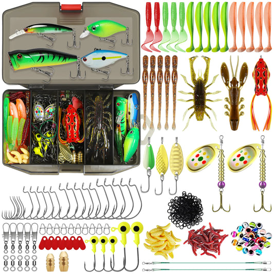 TRUSCEND 110pcs Fishing Lure & Tackle Kit – All in One – E-110pcs Lures Kit Fishing Gear by SbrTnHomes