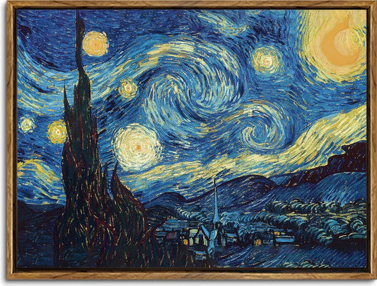 Starry Night by Van Gogh – Framed Giclée Canvas – Van Gogh Paintings Wall Art for artreproduction (1 view)
