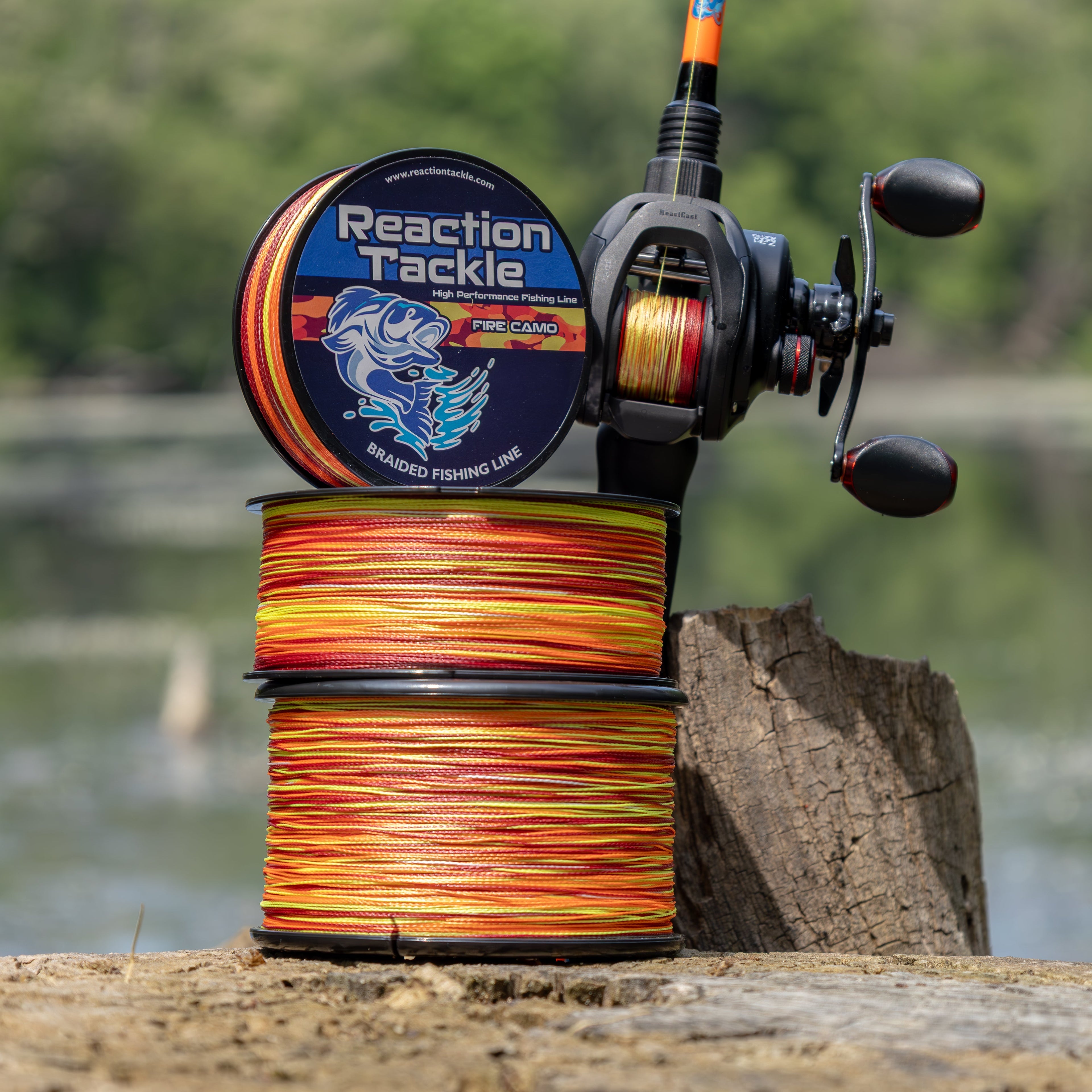 Reaction Tackle Braided Fishing Line - Fire Camo - NEW Reaction Tackle