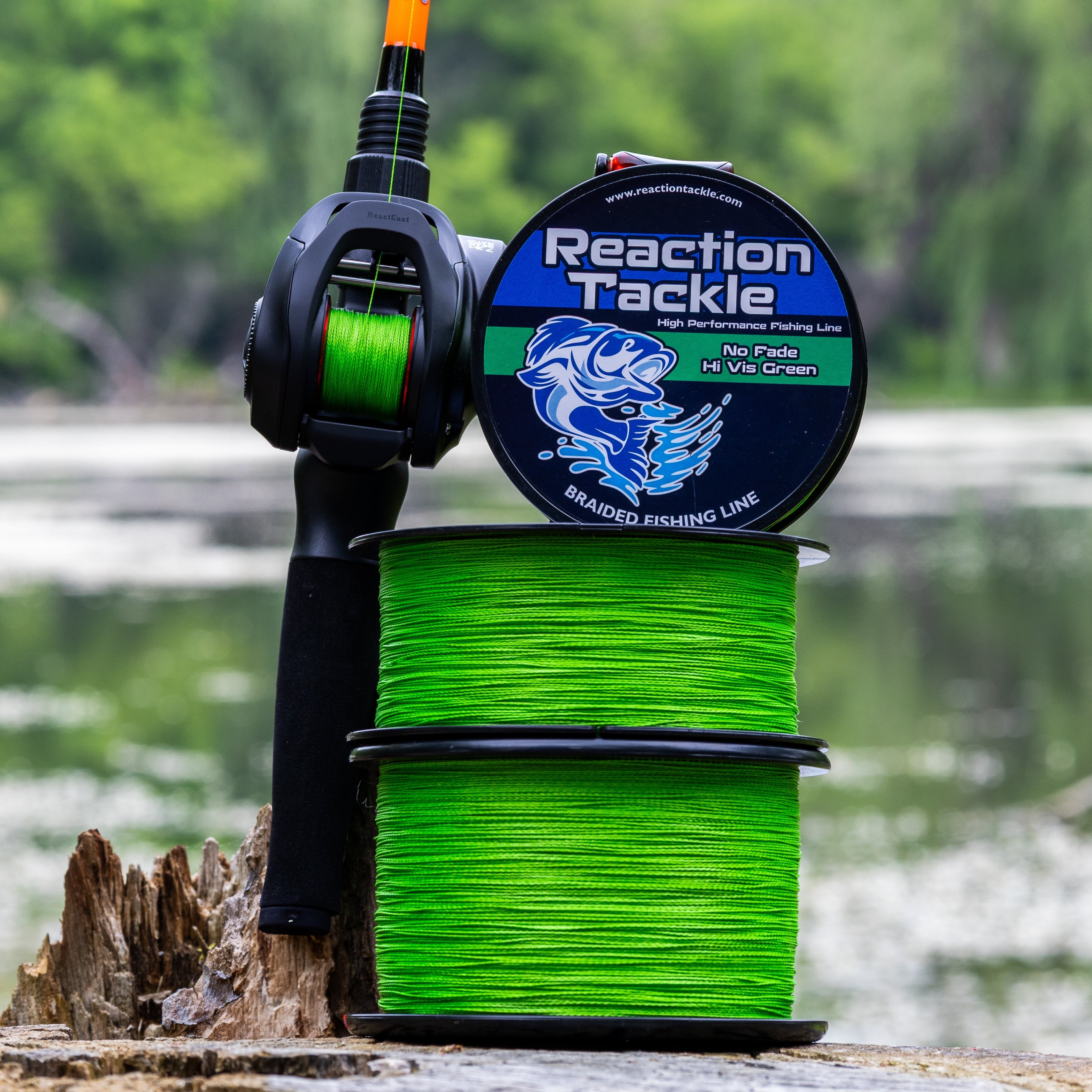 Reaction Tackle Braided Fishing Line - NO FADE Hi Vis Green - NEW Reaction Tackle