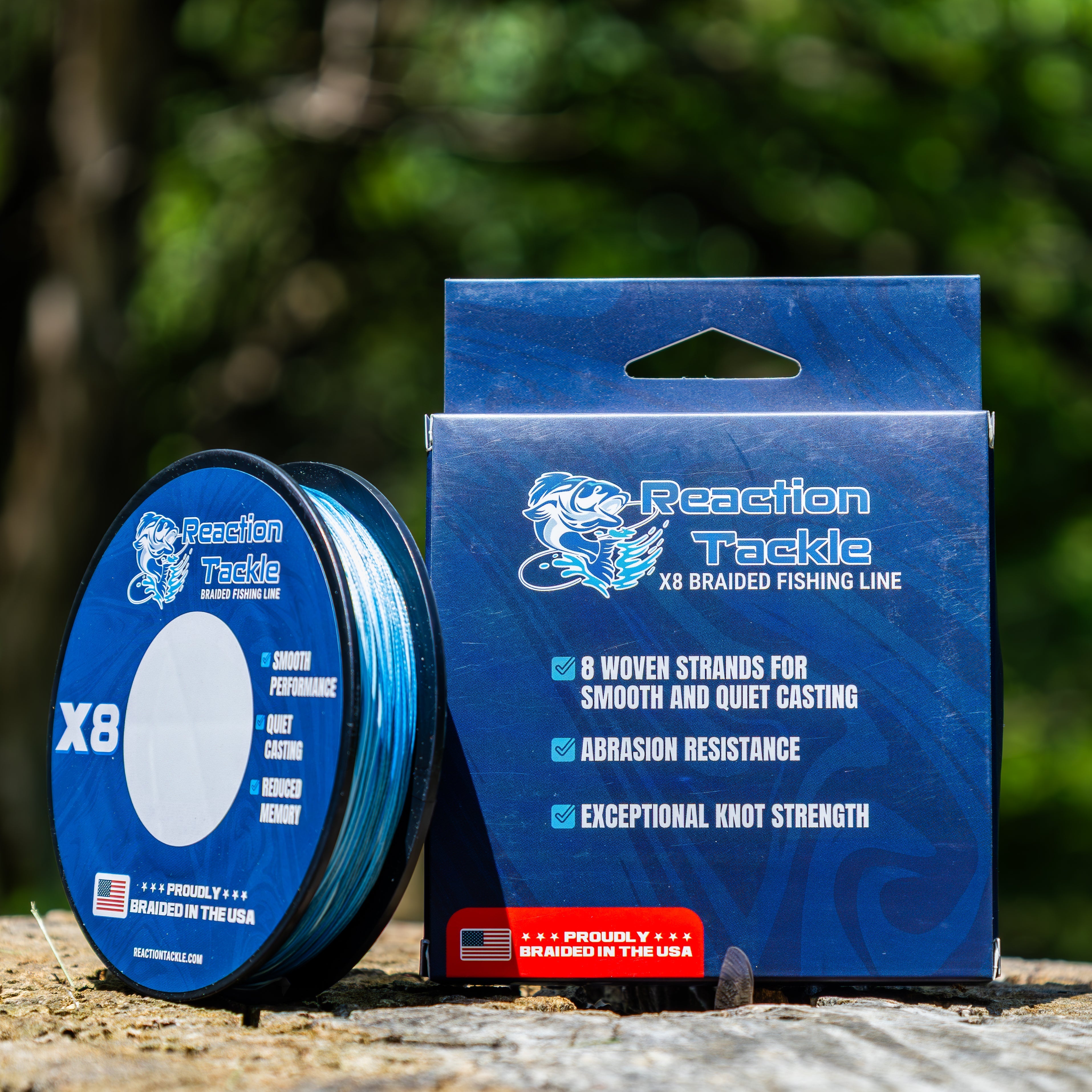 Reaction Tackle BRAIDED IN THE USA Fishing Line- X8 Reaction Tackle