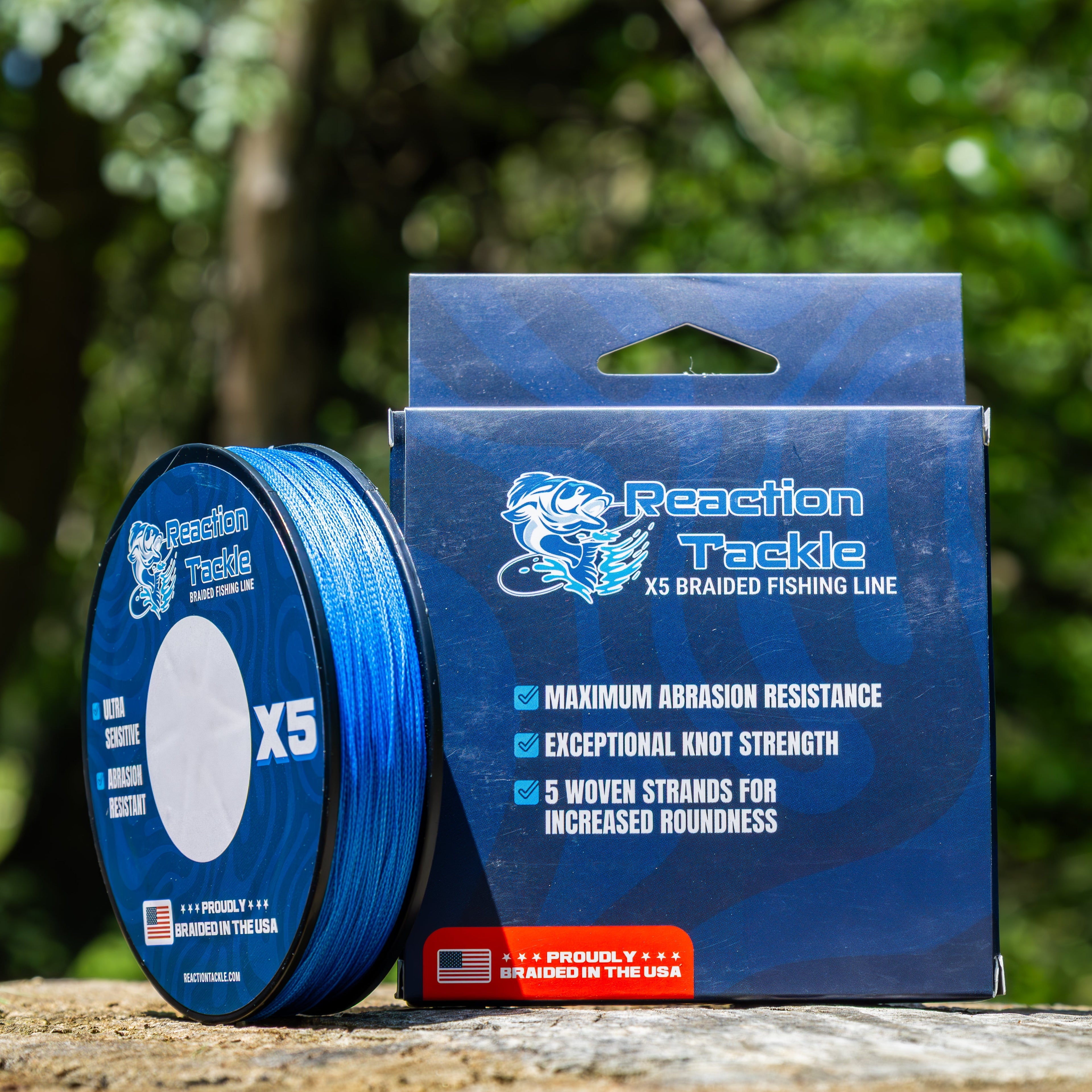 Reaction Tackle BRAIDED IN THE USA Fishing Line- X5 Reaction Tackle