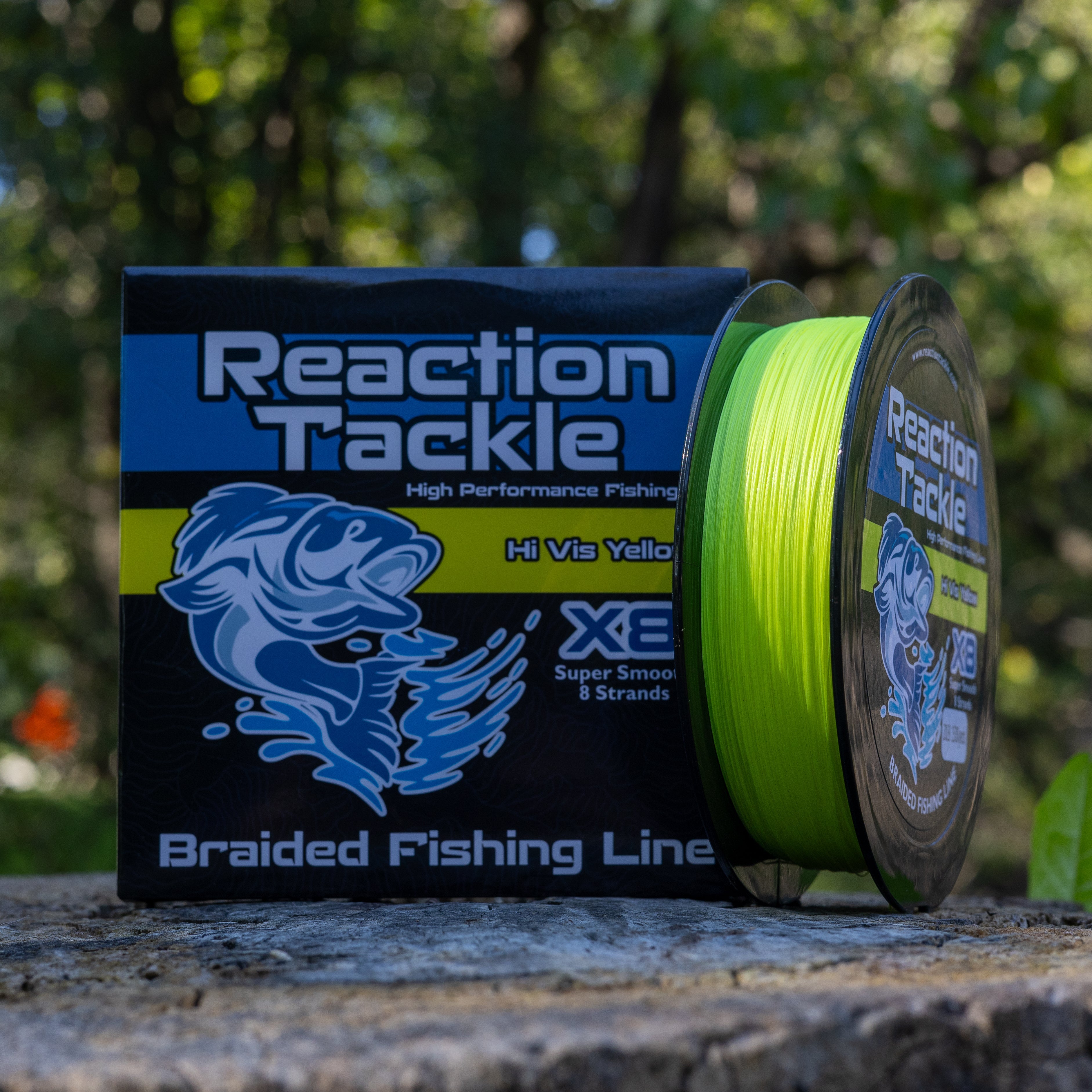 Reaction Tackle X8 Braided Fishing Line - Hi Vis Yellow 8 Strand - RM Outpost