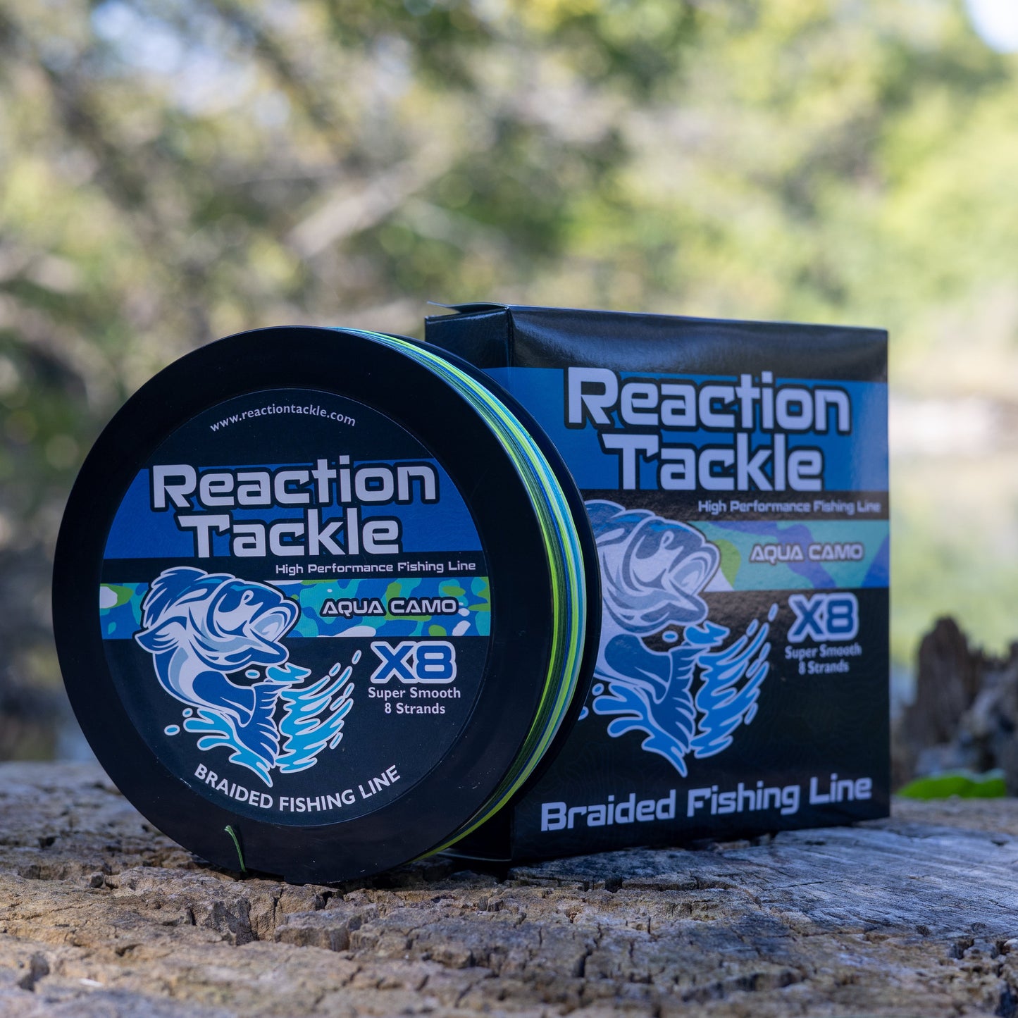 Reaction Tackle X8 Braided Fishing Line - Aqua Camo 8 Strand