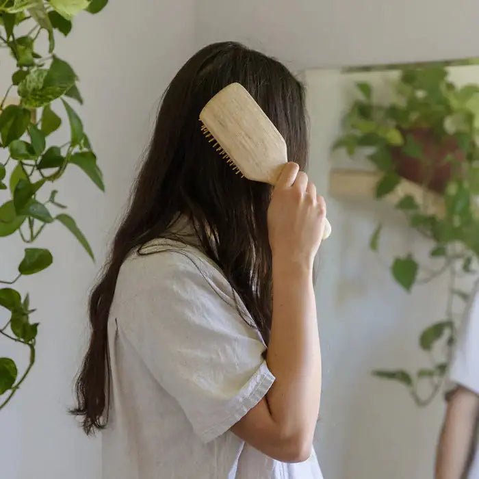 Pure Bamboo Hair Brush – Eco Friendly Detangler with Scalp – Brown Accessories by SbrTnHomes