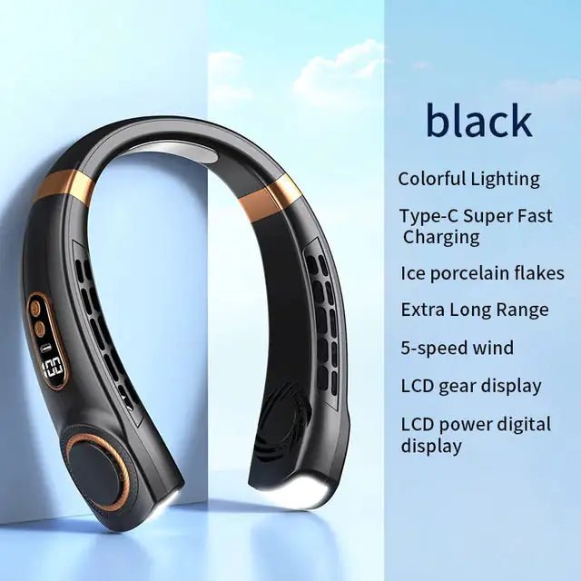 Neck Fan With Led Lights And Type C Fast Charging | Shop – Black electrioncs for adjustable (1 view)
