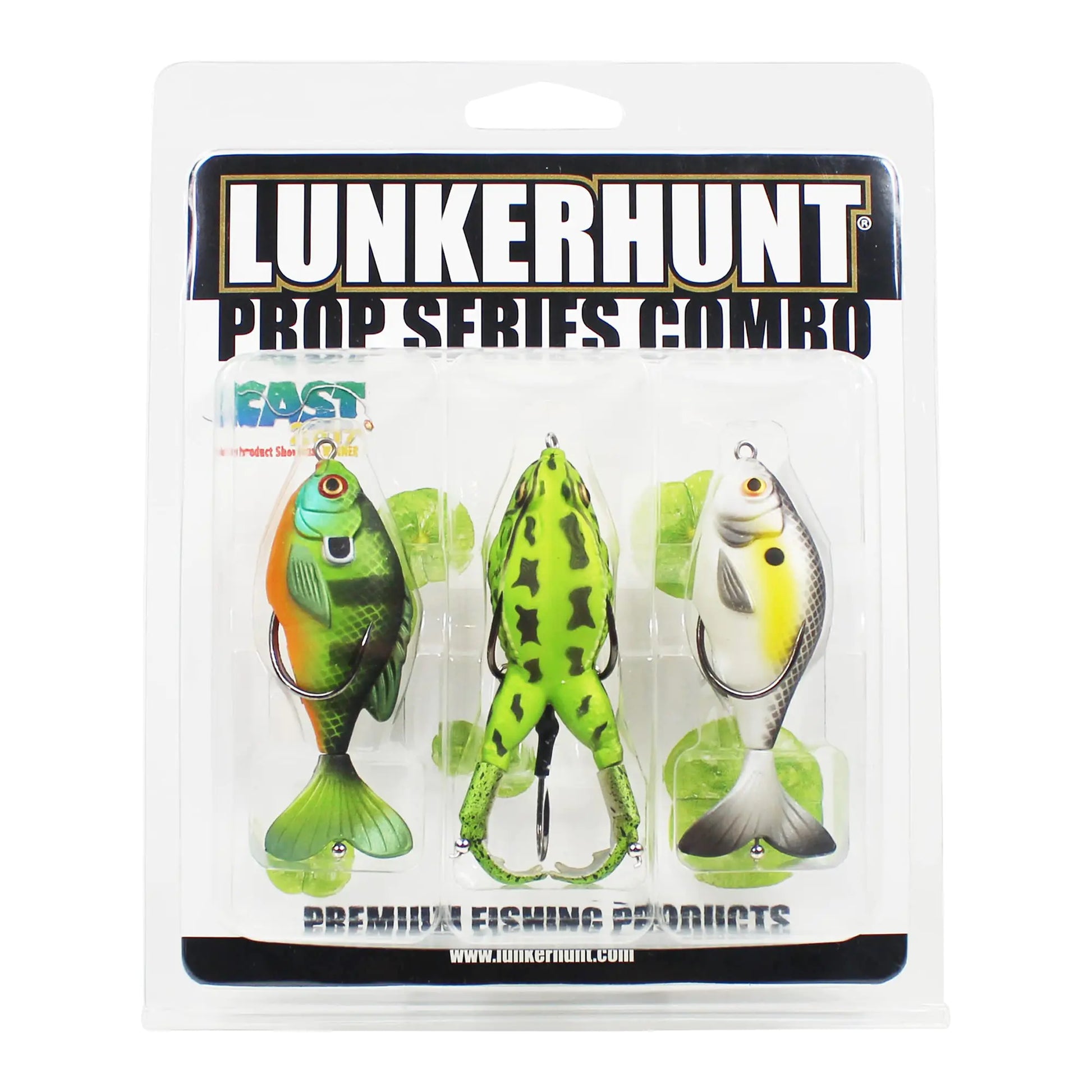 LUNKERHUNT Topwater Lure Kit – 2 Prop Fish & 1 Frog | Bass Fishing 3 - Pack with Weedless Hooks – n/a