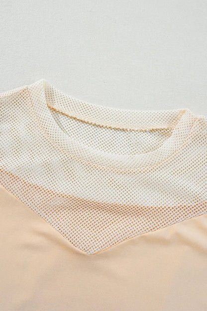 Mesh Patchwork Crew Neck Tank – Beige for Shopify Collective (7 view)
