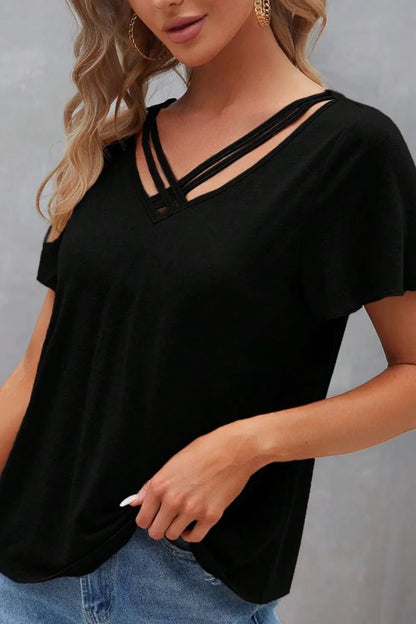 V - Neck Short Sleeve T-Shirt – Black for Shopify Collective (11 view)