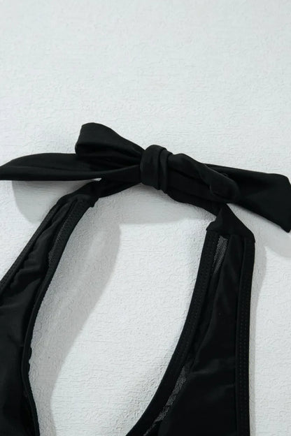 Sheer Mesh Edged Halter V Neck Push Up Bikini Set – Black for Shopify Collective (13 view)