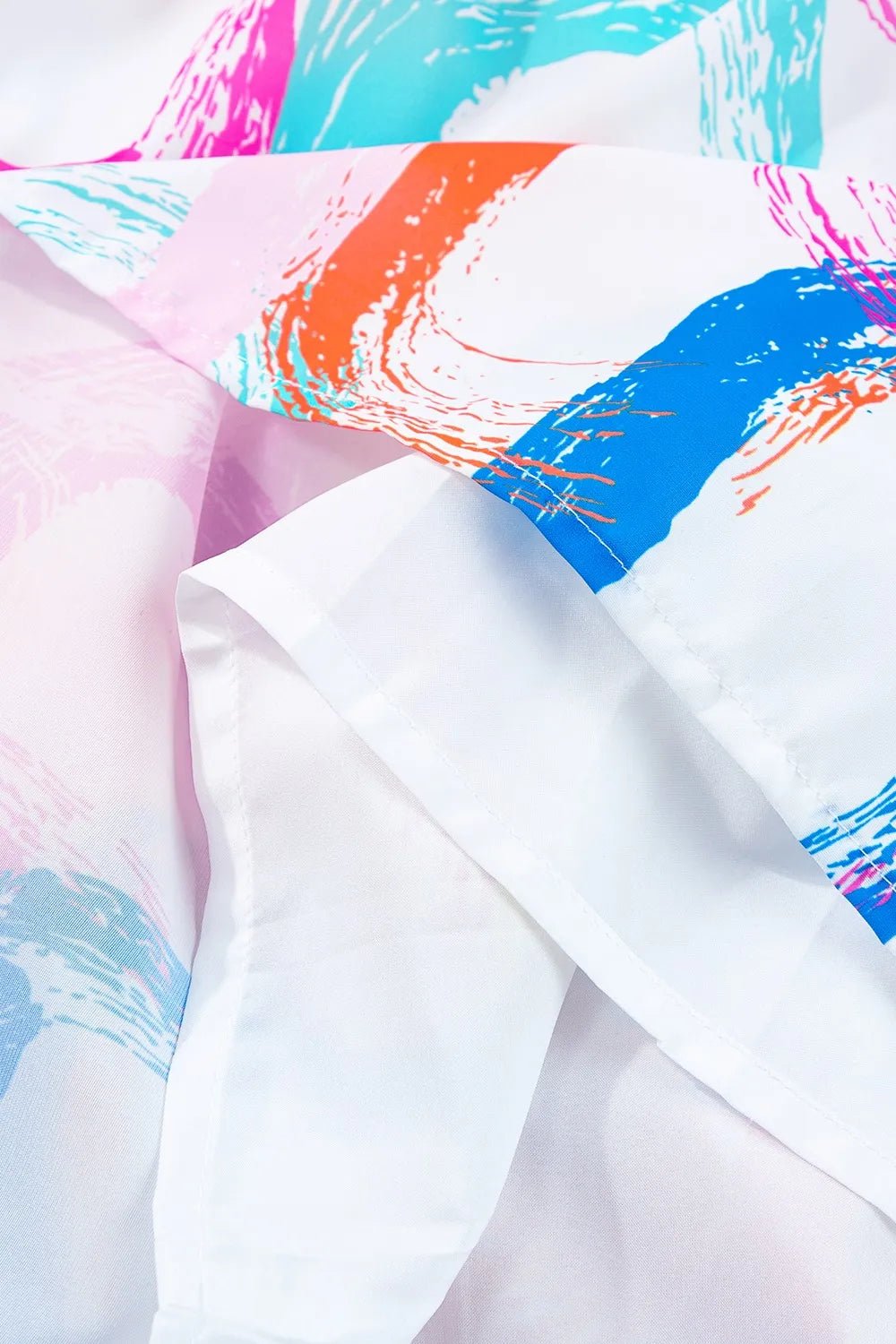 Abstract Print Knotted Straps Ruffled Mini Dress – White for Shopify Collective (7 view)