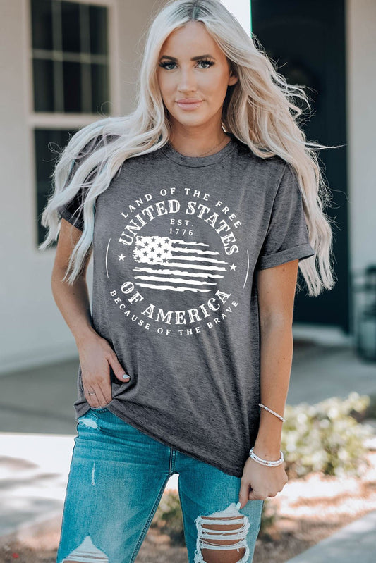 US Flag Graphic Short Sleeve Tee – Mid Gray for Shopify Collective (1 view)