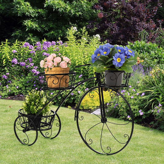 Tricycle Plant Stand – Whimsical Parisian Style for Indoor & – Black Backpack for closing gift (1 view)