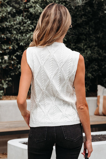 Alaia Pearled Textured Knit Sweater Vest – White Sweaters & Cardigans/Sweater Vests for Shopify Collective (2 view)