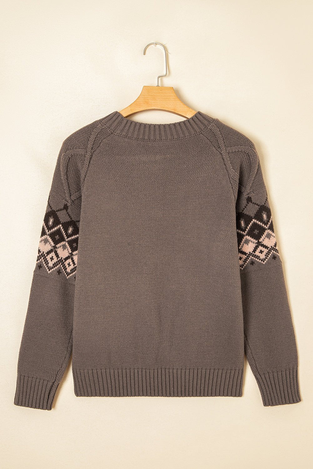 Alana Western Geometric Patterned Crew Neck Knitted Sweater – Light French Beige Sweaters & Cardigans/Sweaters for Shopify Collective (8 view)