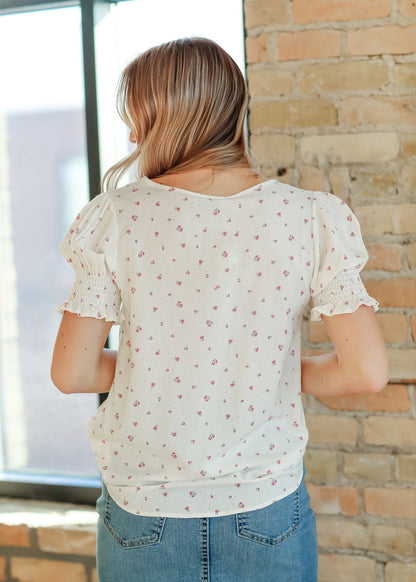 Alisa Short Ruffle Sleeve Top – Blue Floral IC Tops for glowup (6 view)
