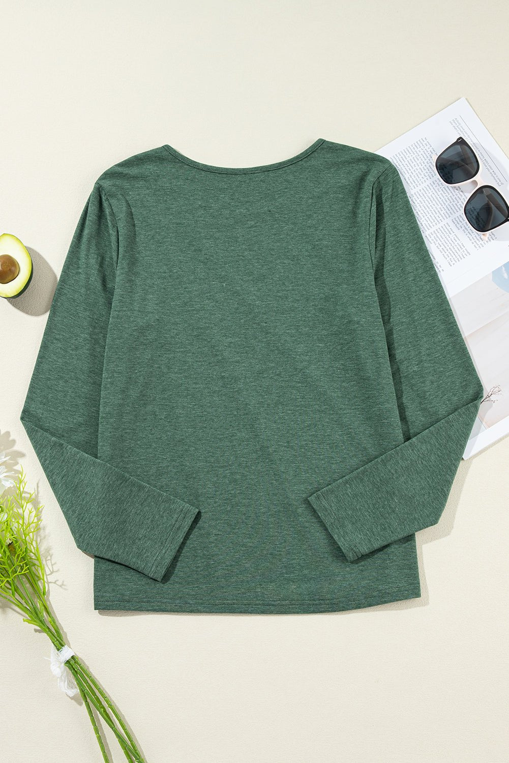 Anna Asymmetric Seam Detail Long Sleeve Top – Blackish Green Tops/Long Sleeve Tops for Shopify Collective (6 view)
