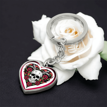 Skull & Dagger Heart Key Chain – Fierce Love Symbol | Gothic – Graphic Heart Keychain (Gold) Accessories by ShineOn Fulfillment