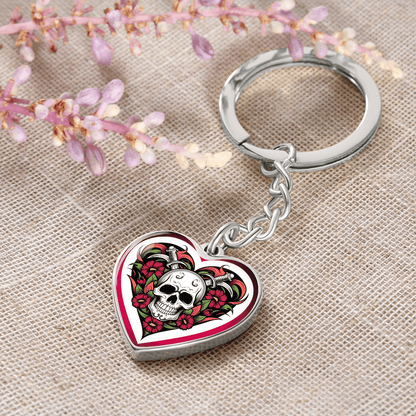Skull & Dagger Heart Key Chain – Fierce Love Symbol | Gothic – Graphic Heart Keychain (Gold) Accessories by ShineOn Fulfillment