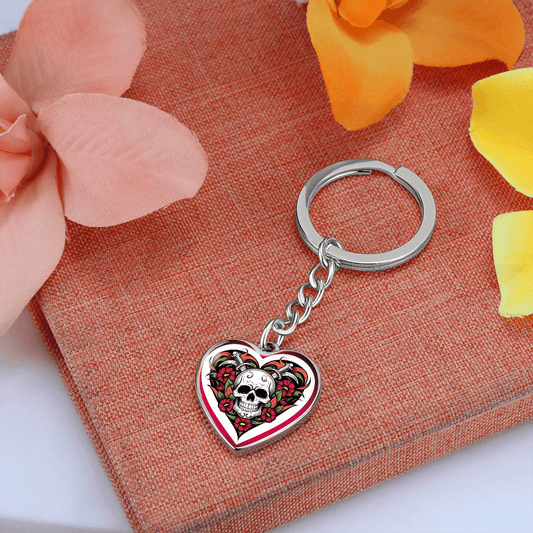 Skull & Dagger Heart Key Chain – Fierce Love Symbol | Gothic – Graphic Heart Keychain (Silver) Accessories by ShineOn Fulfillment