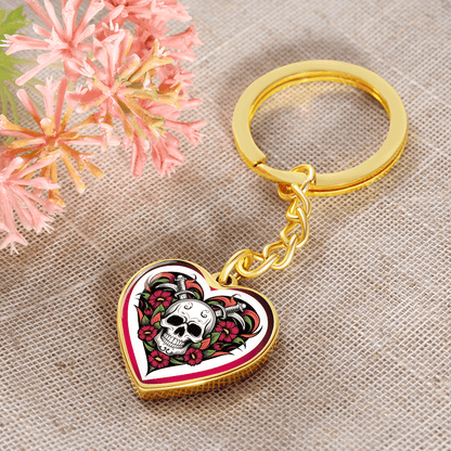 Skull & Dagger Heart Key Chain – Fierce Love Symbol | Gothic – Graphic Heart Keychain (Gold) Accessories by ShineOn Fulfillment