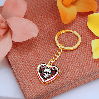 Skull & Dagger Heart Key Chain – Fierce Love Symbol | Gothic – Graphic Heart Keychain (Gold) Accessories by ShineOn Fulfillment