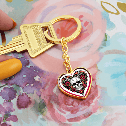 Skull & Dagger Heart Key Chain – Fierce Love Symbol | Gothic – Graphic Heart Keychain (Gold) Accessories by ShineOn Fulfillment