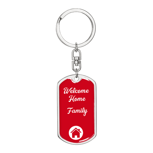 Welcome Home Keychain – Family Themed Homeowner Gift | New – Dog Tag with Swivel Keychain (Steel) Accessories by ShineOn Fulfillment
