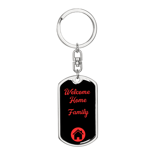 Welcome Home Keychain – Family Themed Homeowner Gift | New – Dog Tag with Swivel Keychain (Steel) Accessories by ShineOn Fulfillment