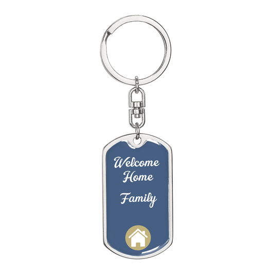 Welcome Home Keychain – Family Themed Homeowner Gift | New – Dog Tag with Swivel Keychain (Steel) Accessories by ShineOn Fulfillment