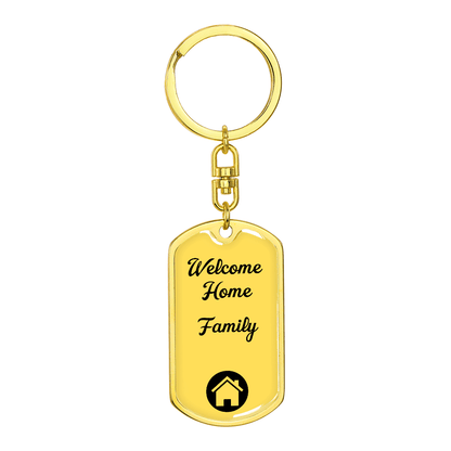 Welcome Home Keychain – Family Themed Homeowner Gift | New – Dog Tag with Swivel Keychain (Gold) Accessories by ShineOn Fulfillment