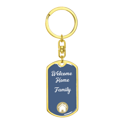 Welcome Home Keychain – Family Themed Homeowner Gift | New – Dog Tag with Swivel Keychain (Gold) Accessories by ShineOn Fulfillment