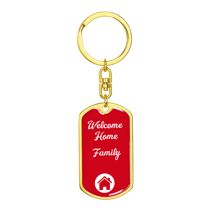Welcome Home Keychain – Family Themed Homeowner Gift | New – Dog Tag with Swivel Keychain (Gold) Accessories by ShineOn Fulfillment