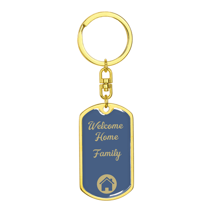Welcome Home Keychain – Family Themed Homeowner Gift | New – Dog Tag with Swivel Keychain (Gold) Accessories by ShineOn Fulfillment