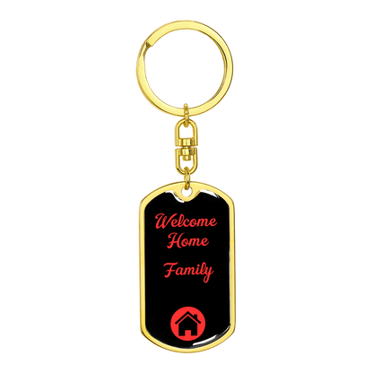 Welcome Home Keychain – Family Themed Homeowner Gift | New – Dog Tag with Swivel Keychain (Gold) Accessories by ShineOn Fulfillment