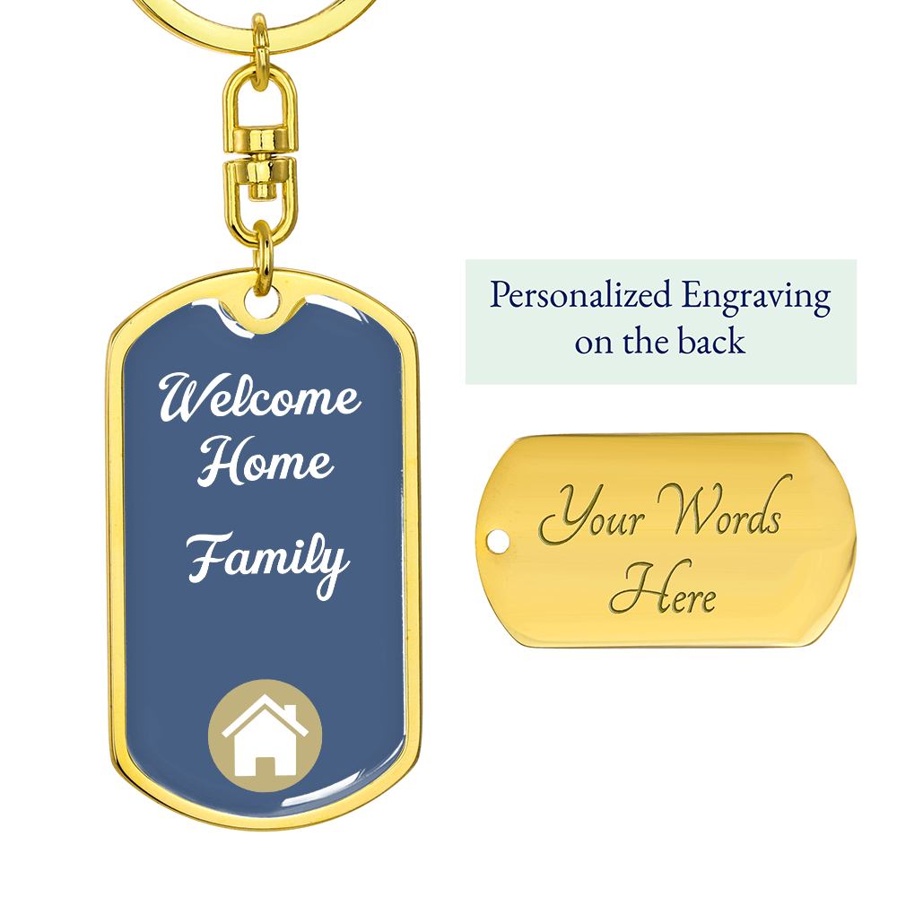 Welcome Home Keychain – Family Themed Homeowner Gift | New – Dog Tag with Swivel Keychain (Gold) Accessories by ShineOn Fulfillment