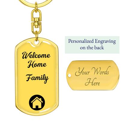 Welcome Home Keychain – Family Themed Homeowner Gift | New – Dog Tag with Swivel Keychain (Gold) Accessories by ShineOn Fulfillment