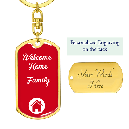 Welcome Home Keychain – Family Themed Homeowner Gift | New – Dog Tag with Swivel Keychain (Gold) Accessories by ShineOn Fulfillment