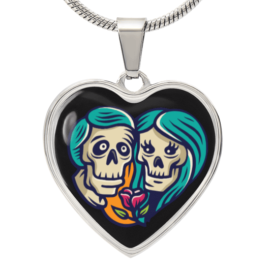 Sacred Heart Necklace – Day of the Dead Inspired Romantic – Luxury Necklace (Silver) Jewelry by ShineOn Fulfillment