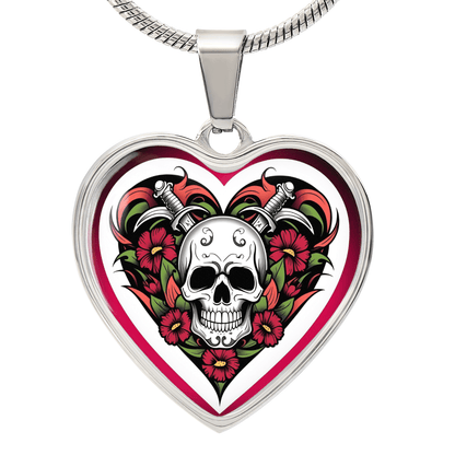 Skull & Dagger Heart Necklace – Fierce Love Symbol | Gothic – Luxury Necklace (Silver) Jewelry for A1013T (1 view)